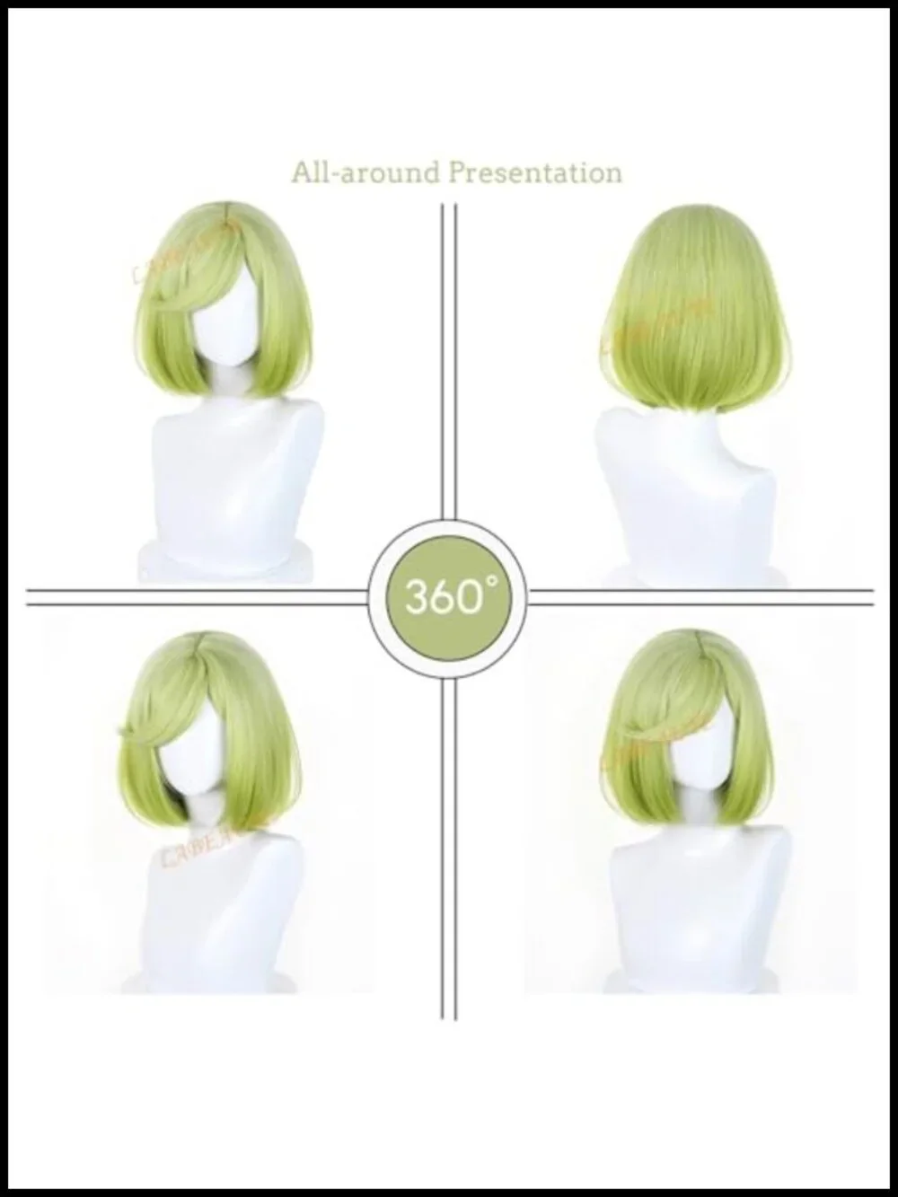 Green Short Bob Cosplay Wig Heat Resistant Synthetic Hair for Witch Hat Atelier